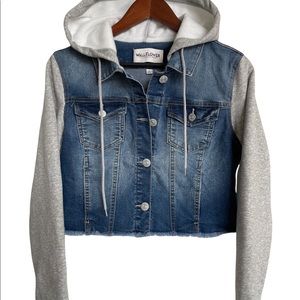 Juniors Wallflower Crop Jean Hoodie Jacket Sz Medium